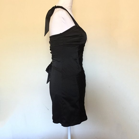 Entry Black Lace Up Corset Halter Dress Small - Picture 4 of 9